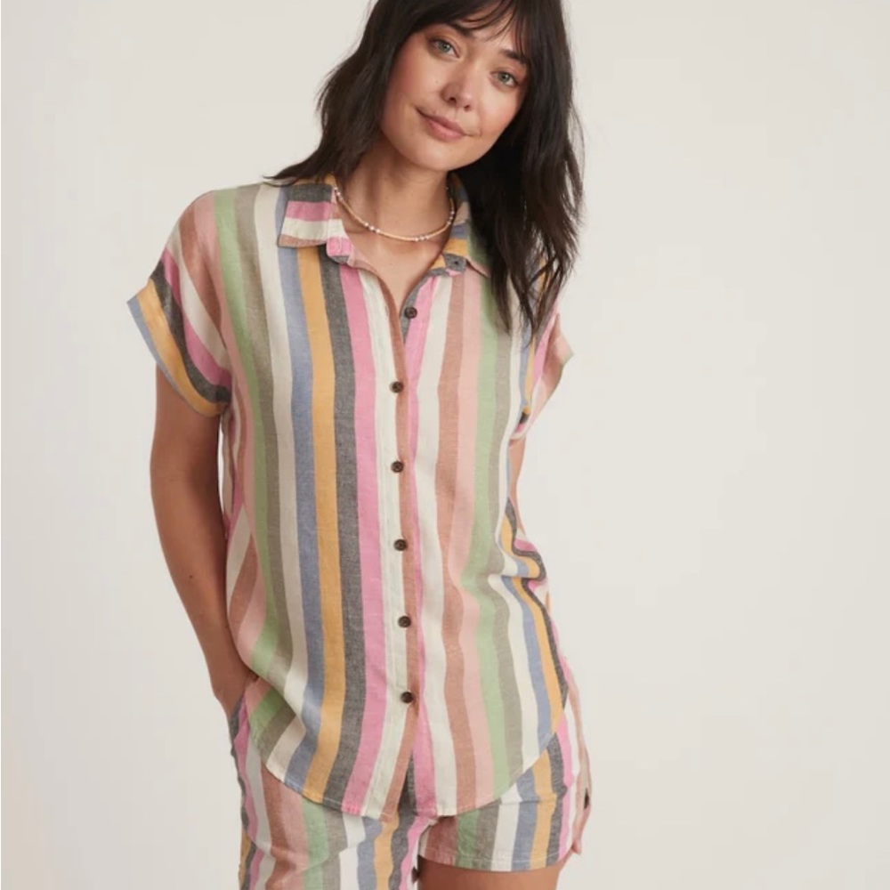 NWT Marine Layer Dana stripe short & shirt set XS